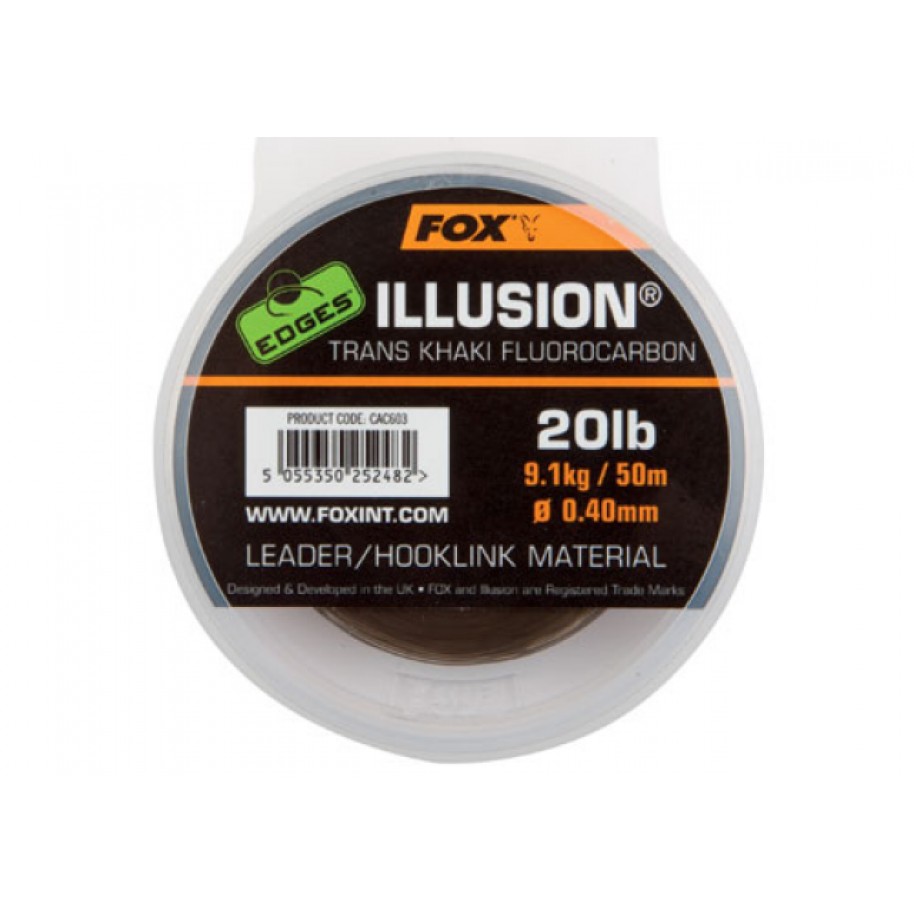 FLUOCARBON FOX Edges Illusion Leader x 50m 0.40mm / 20lb / 9.09kg - trans khaki - CAC603