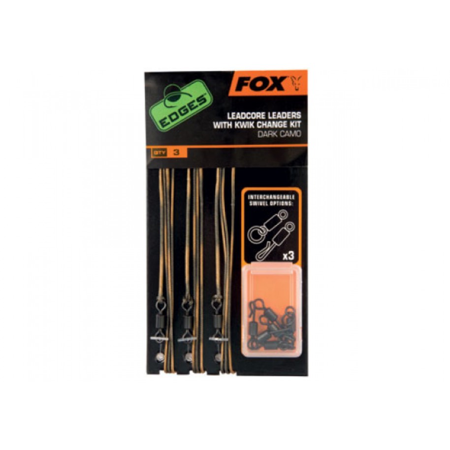 KIT FOX Edges LIGHT Camo Leadcore Leader Kits x 3 Kit inc Kwik Change - CAC578