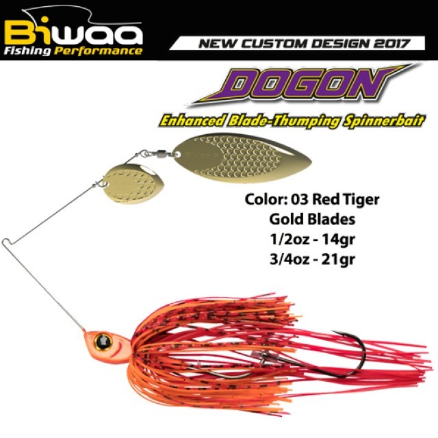 SPINNERBAIT DOGON BIWAA 1/2oz 14gr 03 Red Tiger-Gold Blades - B001557