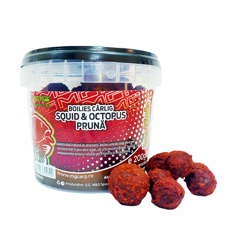 Boilies De Carlig MG Special Carp Dipuit Squid & Octopus Pruna 15-20mm / 200gr - MG4702 Boilies De Carlig MG Special Carp Dipuit Squid & Octopus Pruna 15-20mm / 200gr - MG4702
