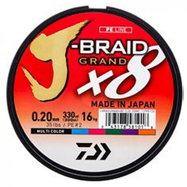 FIR TEXTIL DAIWA J-BRAID GRAND X8 MULTICOLOR 0.18MM/12,5KG/150M - D.12795.018 FIR TEXTIL DAIWA J-BRAID GRAND X8 MULTICOLOR 0.18MM/12,5KG/150M - D.12795.018