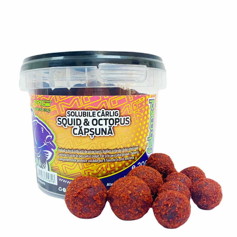 Boilies Solubil De Carlig MG Special Carp Squid & Octopus Capsuna 15-20mm / 200gr - MG4818 Boilies Solubil De Carlig MG Special Carp Squid & Octopus Capsuna 15-20mm / 200gr - MG4818