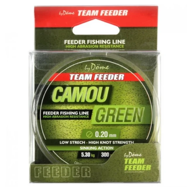 Fir Monofilament Team Feeder By Dome Camou Green 300m 0.20mm 5.30kg - 3255-320