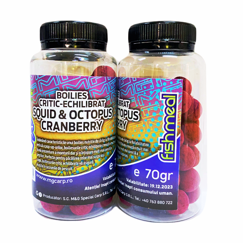 Boilies Fishmeal Critic Echilibrat MG Special Carp Squid & Octopus Cranberry 15mm / 70gr - MG2231