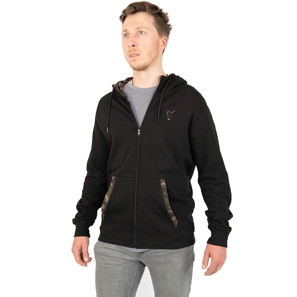 HANORAC FOX LW PRINT ZIP HOODY BLACK/CAMO,MARIMEA M - CFX135 HANORAC FOX LW PRINT ZIP HOODY BLACK/CAMO,MARIMEA M - CFX135