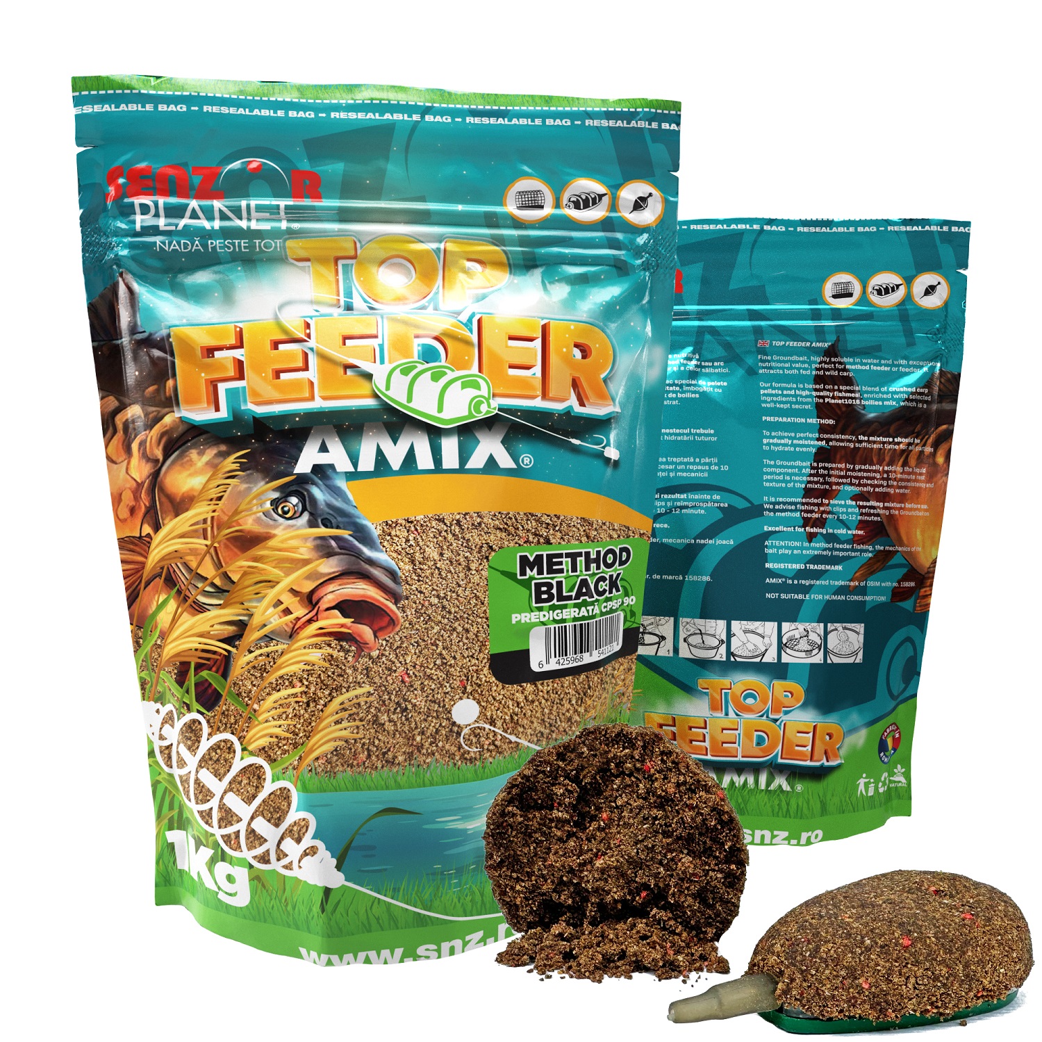 NADA SENZOR TOP FEEDER AMIX METHOD BLACK (FAINA DE PESTE PREDIGERATA CPSP 90) 1KG - SNZ99532