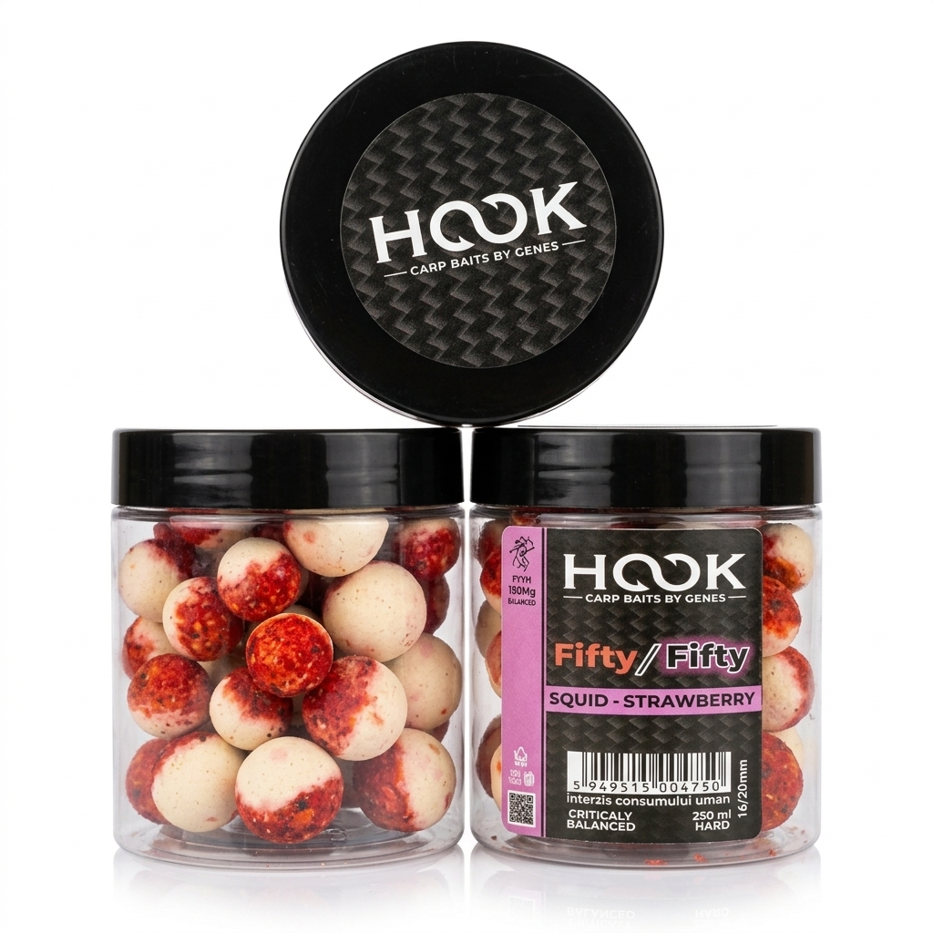 Boilies critic echilibrat FIFTY-FIFTY HOOK BAITS - SQUID & STRAWBERRY - 16/ 20 mm - H4750