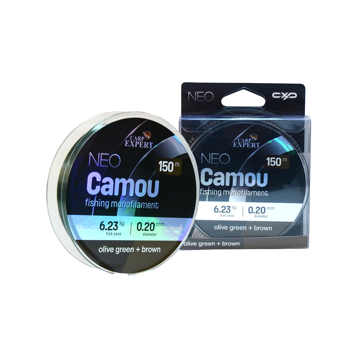 FIR MONOFILAENT CARP EXPERT NEO CAMO OLIVE GREEN + BROWN 300 M, 0,20 MM, 6,23 KG - 33102320