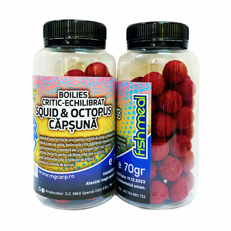 Boilies Fishmeal Critic Echilibrat MG Special Carp Squid & Octous Capsuna 15mm / 70gr - MG2217 Boilies Fishmeal Critic Echilibrat MG Special Carp Squid & Octous Capsuna 15mm / 70gr - MG2217