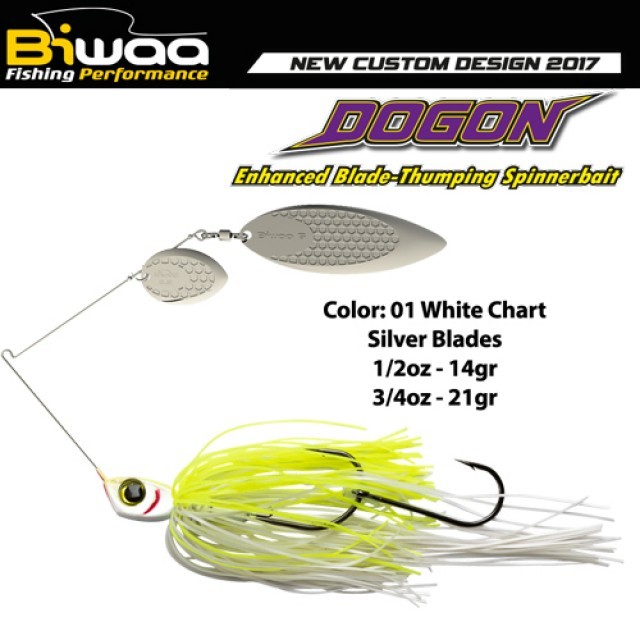 SPINNERBAIT DOGON BIWAA 1/2oz 14gr 01 White Chart-Silver Blades - B001555