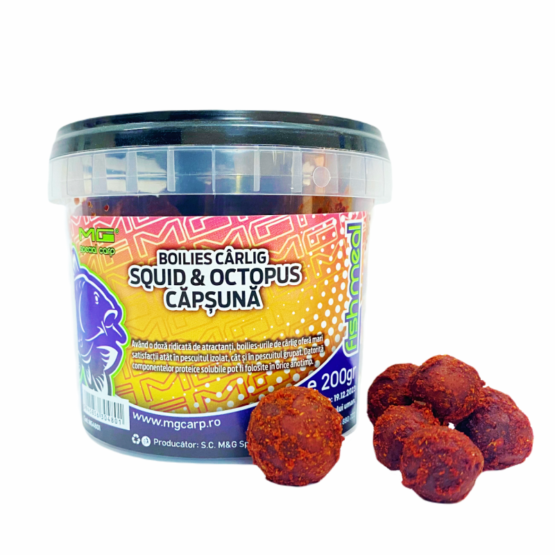 Boilies De Carlig MG Special Carp Dipuit Squid & Octopus Capsuna 15-20mm / 200gr - MG4801 Boilies De Carlig MG Special Carp Dipuit Squid & Octopus Capsuna 15-20mm / 200gr - MG4801