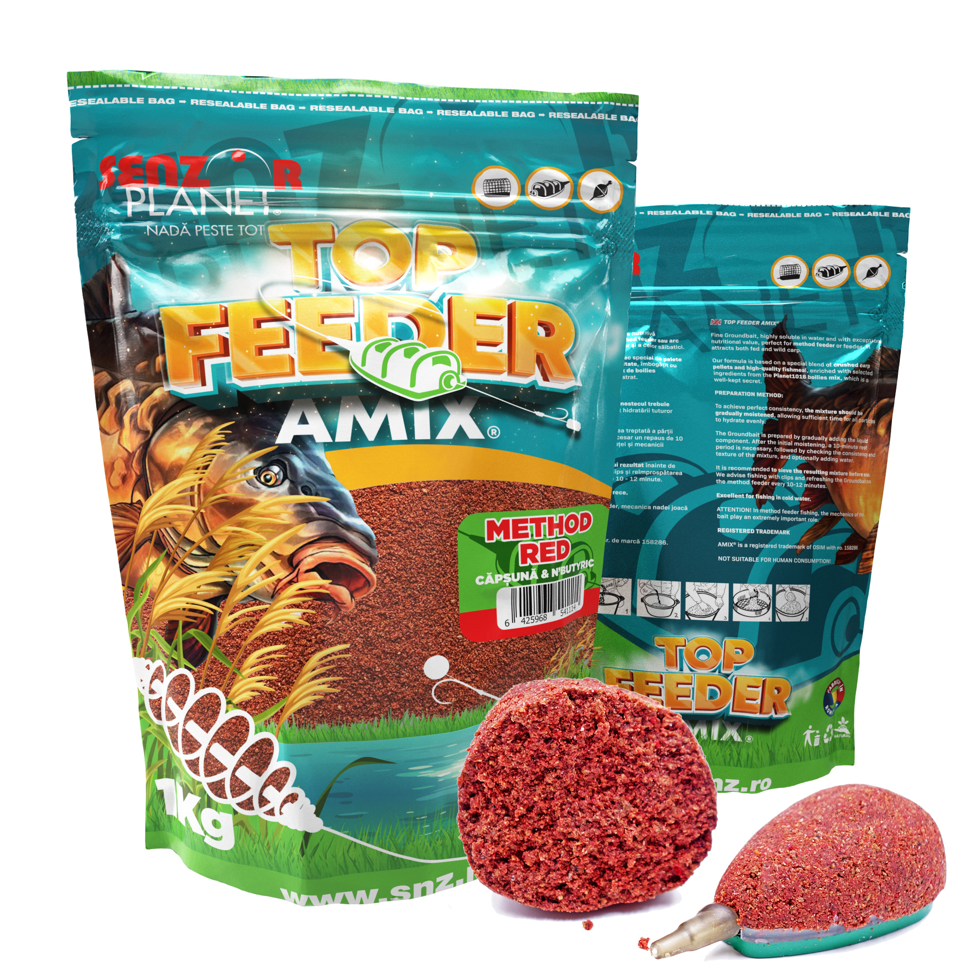 NADA SENZOR TOP FEEDER AMIX METHOD RED (CAPSUNA & N`BUTYRIC) 1KG - SNZ99531