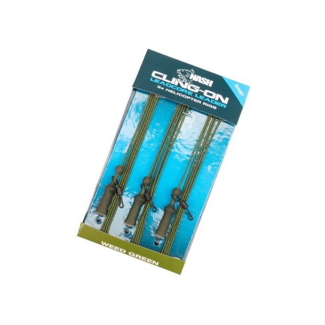 SET MONTURI NASH CLING-ON LEADCORE HELICOPTER LEADERS WEED 1M - T8166 SET MONTURI NASH CLING-ON LEADCORE HELICOPTER LEADERS WEED 1M - T8166