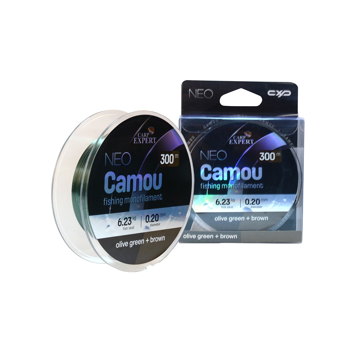 FIR MONOFILAENT CARP EXPERT NEO CAMO OLIVE GREEN + BROWN 300 M, 0,25 MM, 9,82 KG - 33102325