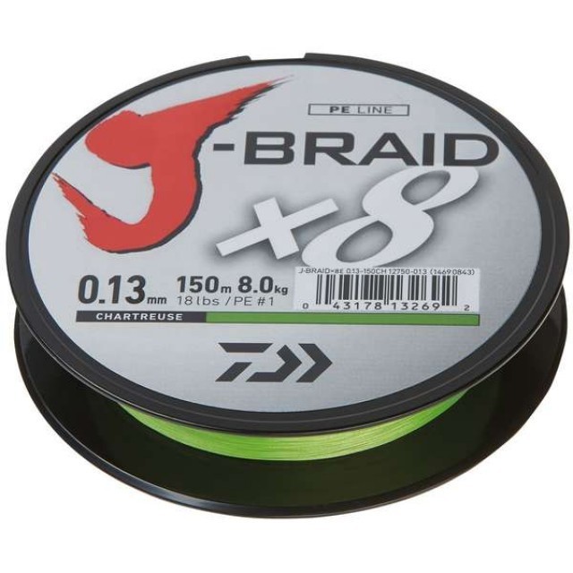 FIR DAIWA J-BRAID X8 CHARTREUSE 028MM/26,5KG/150M - D.12750.028