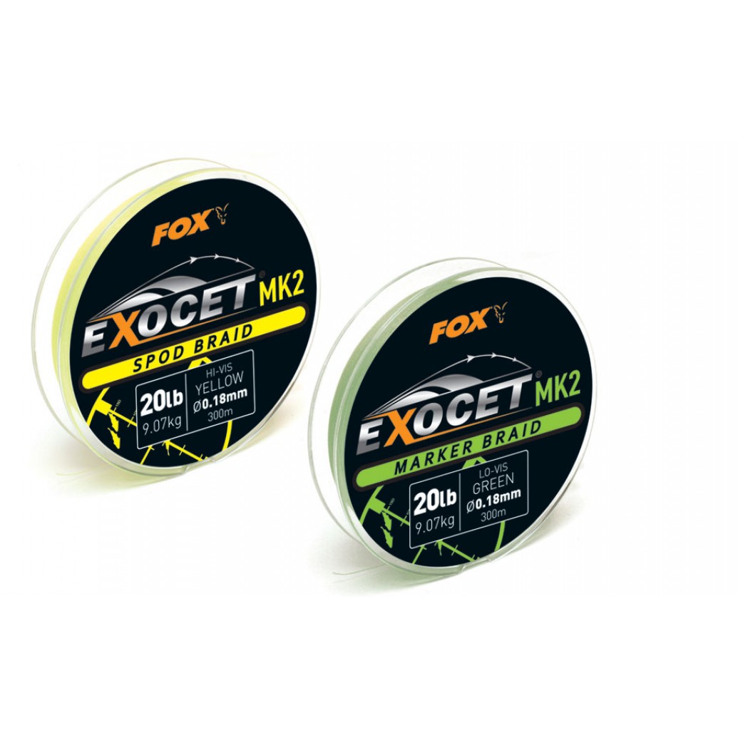 FIR TEXTIL FOX EXOCET MK2 MARKER BRAID GREEN 0.18MM 20LBS 300M - CBL012