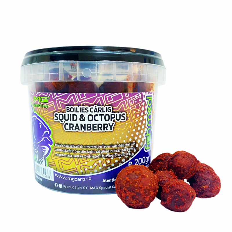 Boilies De Carlig MG Special Carp Dipuit Squid & Octopus Cranberry 15-20mm / 200gr - MG4788 Boilies De Carlig MG Special Carp Dipuit Squid & Octopus Cranberry 15-20mm / 200gr - MG4788
